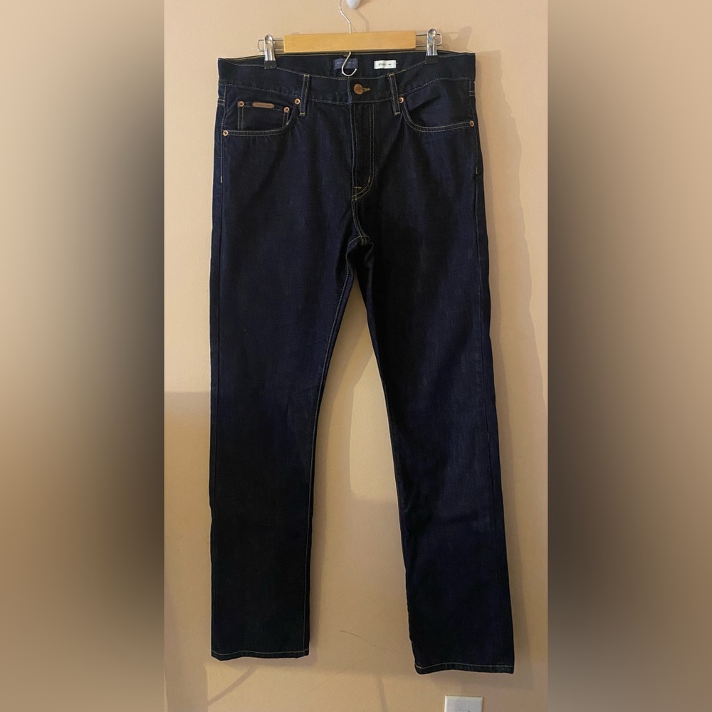 Jacob Davis Men’s Size 33X34 Evan Slim Fit Zip Fly Dark Wash Blue Jeans